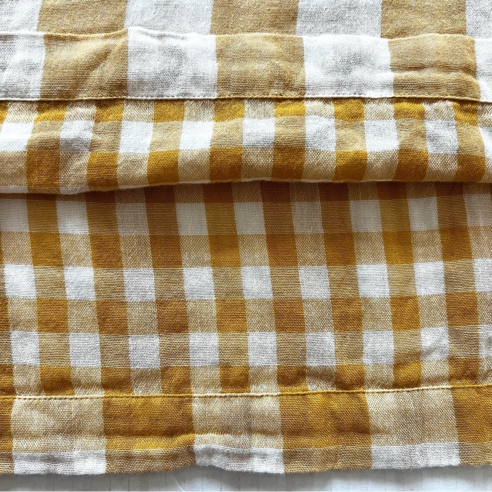 NWOT Pact Coastal Daily Organic Cotton Gingham Double Gauze V-Neck Top Yellow M - Picture 12 of 16